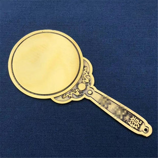 纯铜八卦镜平面镜子12生肖镜带手柄铜镜风水镜黄铜铜镜