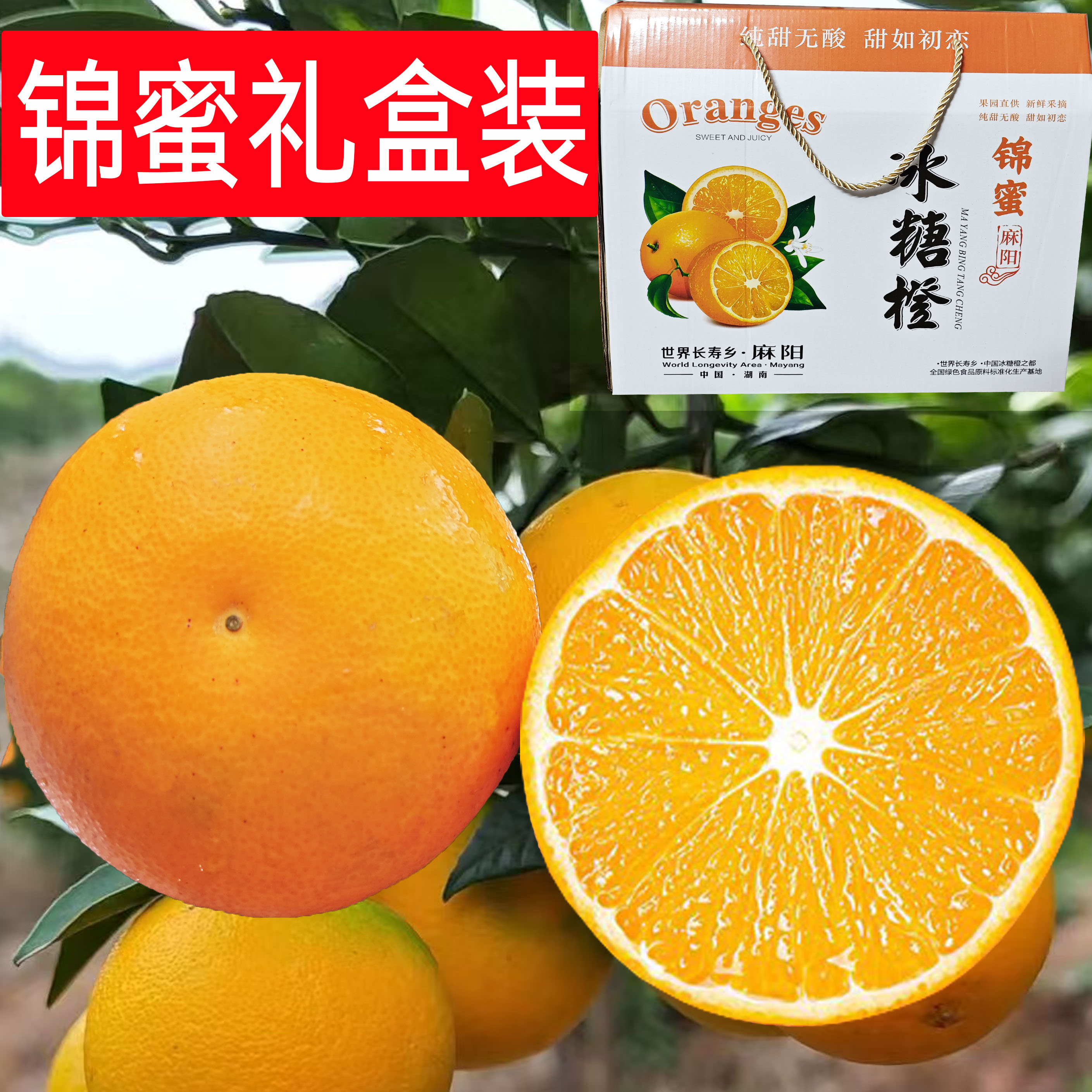 麻阳锦蜜冰糖橙超甜现摘新鲜水果湖南褚甜橙柑橘子果冻橙子礼盒装