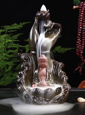 倒流香炉创意佛手卧室内家居紫砂沉香檀香熏炉禅意观赏流烟塔香炉