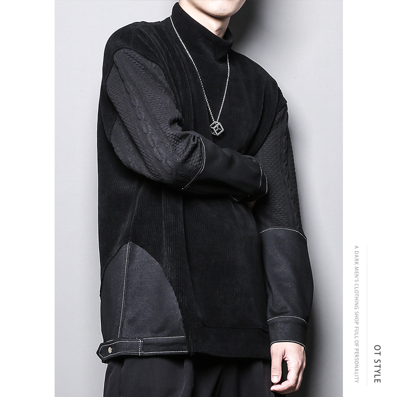 车线半高领设计感个性潮流卫衣