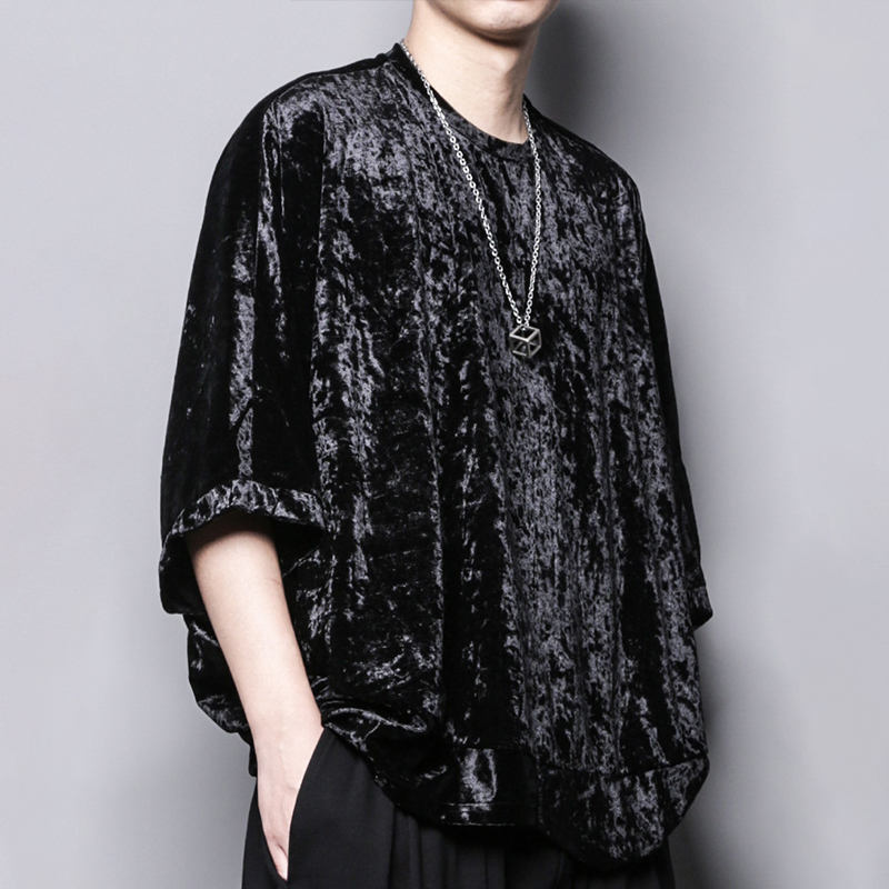 暗黑系宽松体恤衫男士圆领短袖