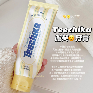 韩国teechika微笑牙膏薄荷柑橘味含氟预防牙结石去黄清新口气清洁