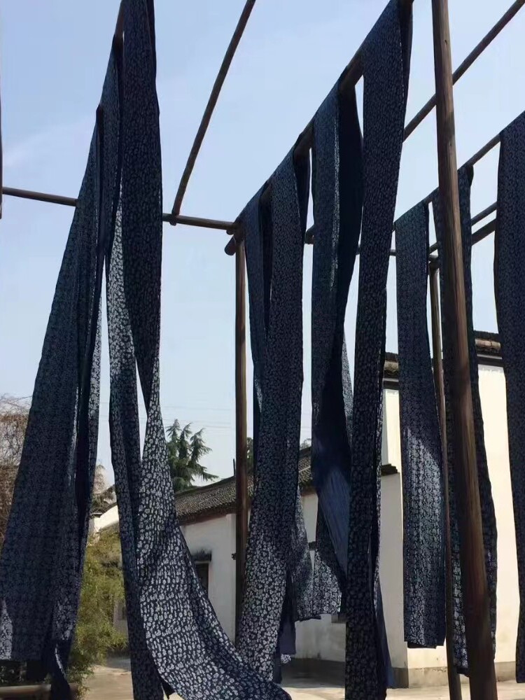 WUZHEN 순수 수제 푸른 꽃 천 팬 복고풍 작은 접는 팬 일일 사용 팬 민족 스타일 혼합 수공예 팬