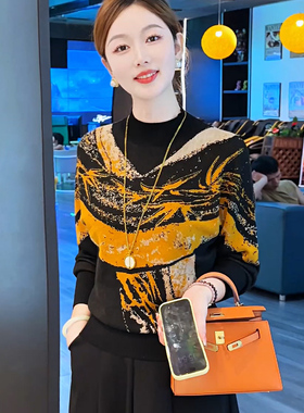 晚秋诗意~软糯保暖针织衫宽松显瘦气质套头提花内搭外穿毛衣秋冬