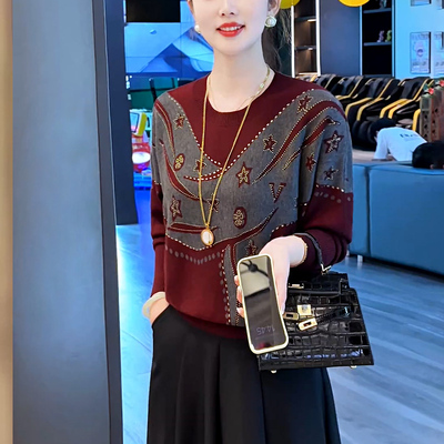 现货 星韵红调~安克拉红抗起球针织衫保暖套头气质外穿毛衣秋冬款