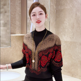 现货 海棠胭脂~高级感柔软亲肤抗起球针织毛保暖宽松显瘦百搭毛衣