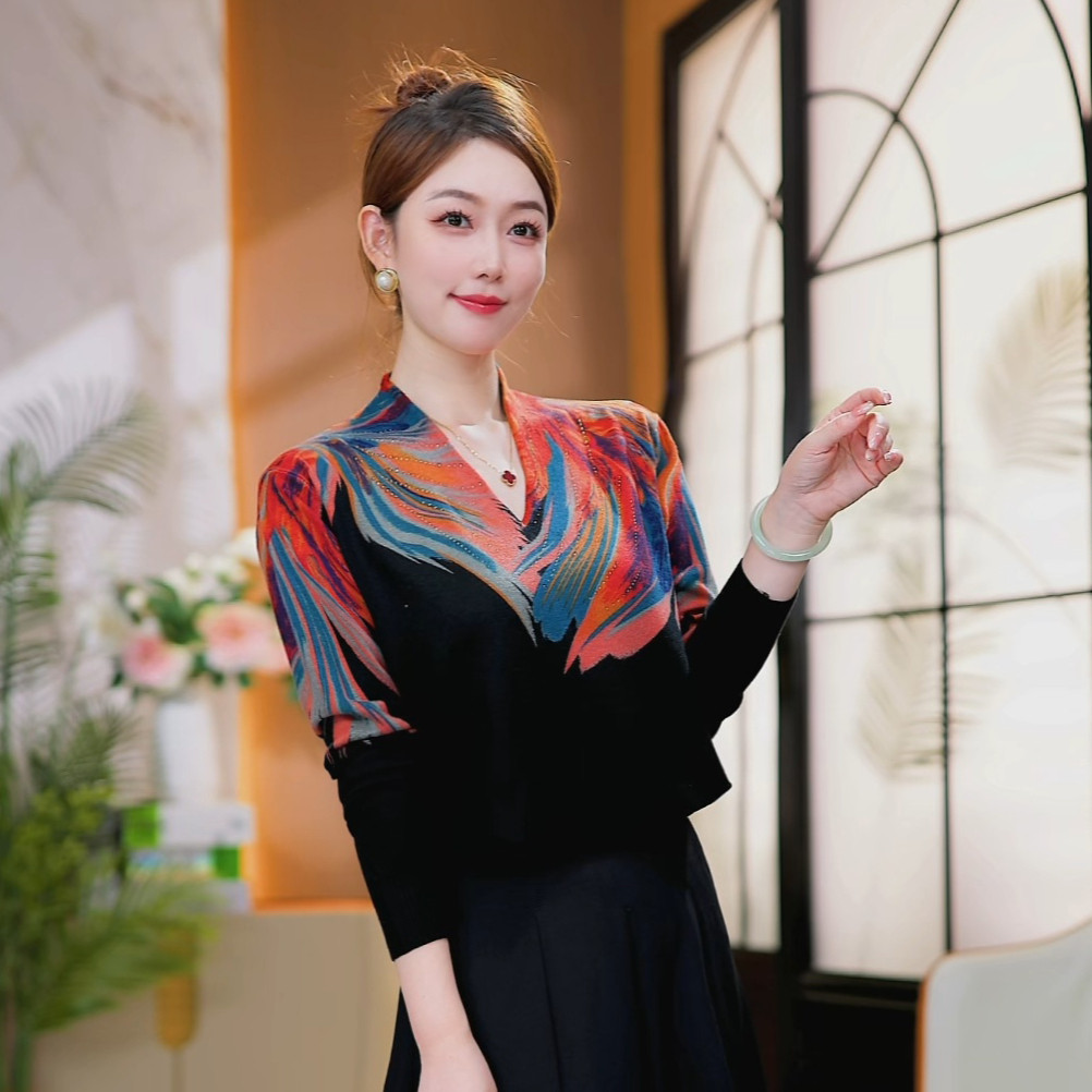 【墨上彩翼】百搭时尚减龄简约显瘦抗起球毛衣提花烫钻针织衫秋冬,女装/女士精品,毛针织衫,淘宝优惠券,粉丝福利购,淘宝优惠卷