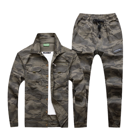 工作服套装男夏季薄款迷彩宽松