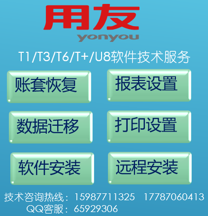 用友T1T3T6T+U8财务软件售后服务财务数据恢复报表调平账套迁移