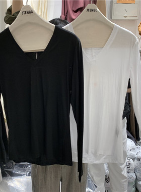 JTENGC吉藤2020秋季新款韩版V领纯色长袖修身T恤打底女20137