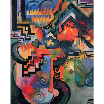 绝版 美国ARTIFACT进口木质拼图 August Macke 有色构图 双面79片