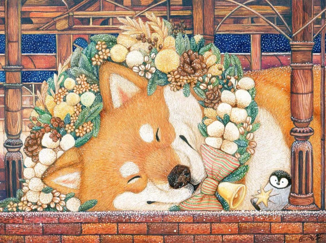 棉花狮晚安柴犬狗3D-JP