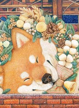 棉花狮晚安柴犬狗3D-JP