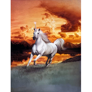 绝版现货 日本YANOMAN拼图 Kirk Reinert 夕阳中的独角兽 750片