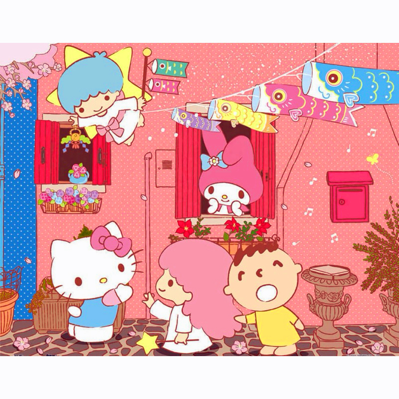 绝版现货 3D-JP平面塑料拼图 三丽鸥 Sanrio 粉色之春 500片 3djp