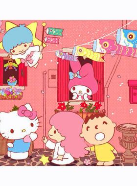 绝版现货 3D-JP平面塑料拼图 三丽鸥 Sanrio 粉色之春 500片 3djp