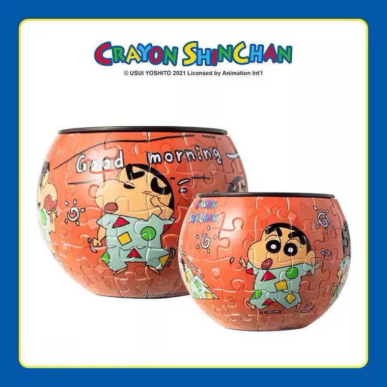 绝版 3D-JP塑料盆栽花盆立体拼图 蜡笔小新 早安新之助 80片 3djp