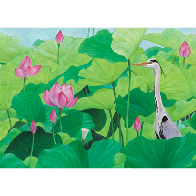 绝版现货 限量版 日本EPOCH进口拼图 水谷高英 荷花与青鹭 500片