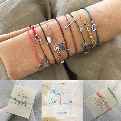 韩国mars25 ins同款小众手工编织彩色叠戴手链手绳 925纯银配饰