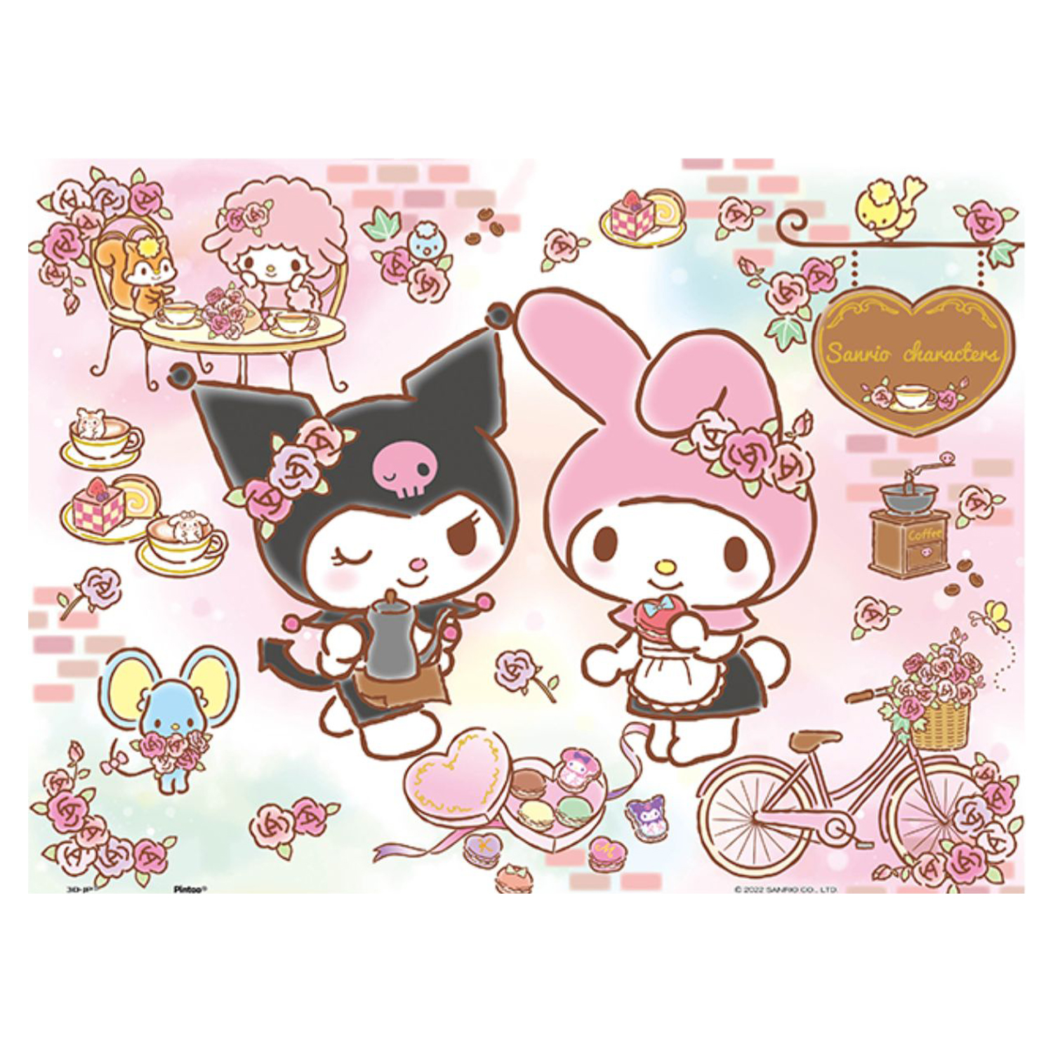 现货 3d-jp三丽鸥 卡通动漫 平面塑料拼图 300片 执事咖啡店 3djp