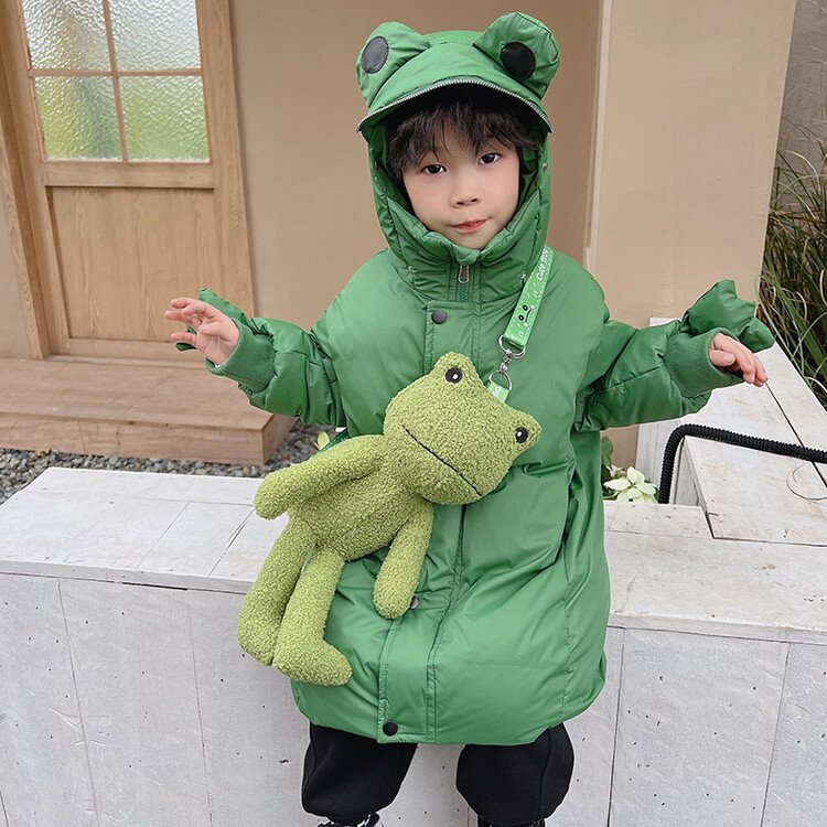 儿童卡通羽绒服2025新款男童冬季中长款外套宝宝白鸭绒保暖冬装