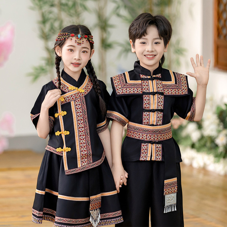 三月三民族服装儿童女广西壮族五十六个少数民族服饰瑶族苗族男童
