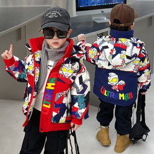 儿童男小童棉服幼儿羽绒服2025新款男款小童棉衣外套白鸭绒保暖