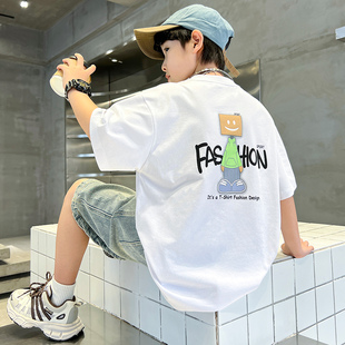 男女童潮牌痞帅风短袖T恤2026夏季新款中大童宽松半袖上衣潮