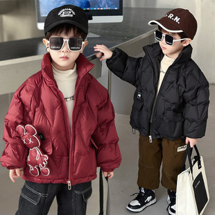 儿童男小童棉服幼儿羽绒服2025新款男款小童棉衣外套白鸭绒保暖