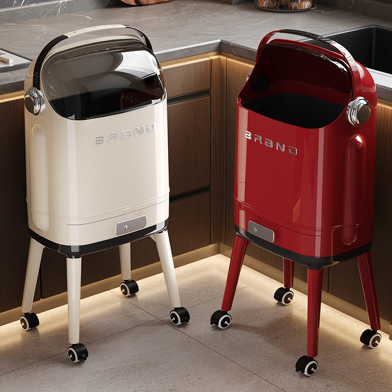 轻奢高脚垃圾桶家用客厅厨房免弯腰高颜值大容量带盖可移动卫生桶