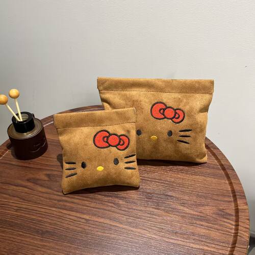 【kitty化妆包】麂皮绒自动闭合