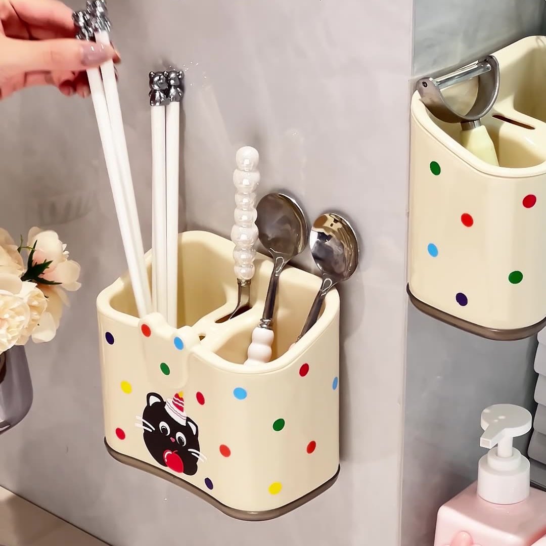 【蛋糕猫筷子笼】波点厨房置物架