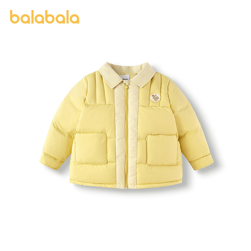 【商场同款】巴拉巴拉男童羽绒服衬衫式假两件外套2025新款冬装潮