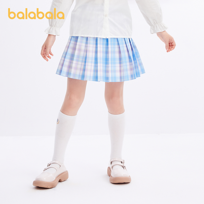 巴拉巴拉女童裙子儿童半身裙春装短裙百褶裙中大童童装学院风格纹