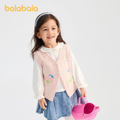 春无袖 儿童马甲女童2026年新款 巴拉巴拉童装 提花上衣 商场同款