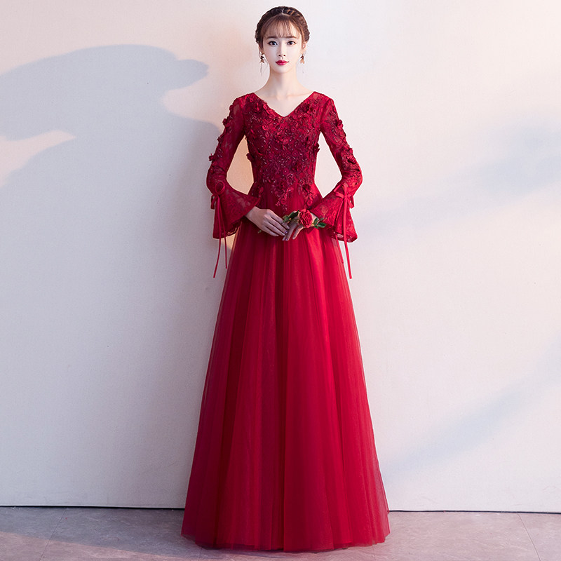 晚礼服女2019宴会中式姐妹伴娘长款中国风年会学生晚会礼服/晚装|ruв категории Женская одежда, Cвадебные платья, платье/вечернее платье - от Buy2taobao.com для оказания профессиональной услуги покупки агента Taobao