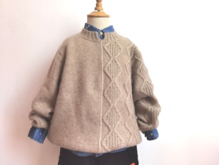 贝锦手编羊绒儿童套头毛衣DIY制作材料包送视频教程编织工具新款