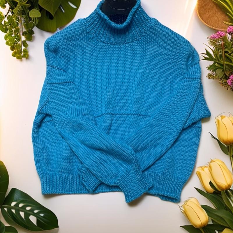 秋冬新款宽松百搭半高领针织毛衣