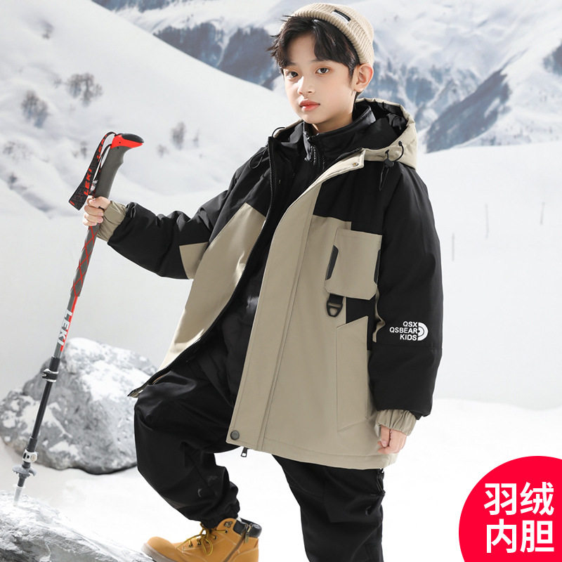 大童男装一米二三四五六年级七八九十岁小孩羽绒内胆外套冲锋衣服