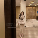 杜总家 韩女沙漏腰羽绒服*韩系温柔风保暖毛领连帽收腰白鸭绒女冬