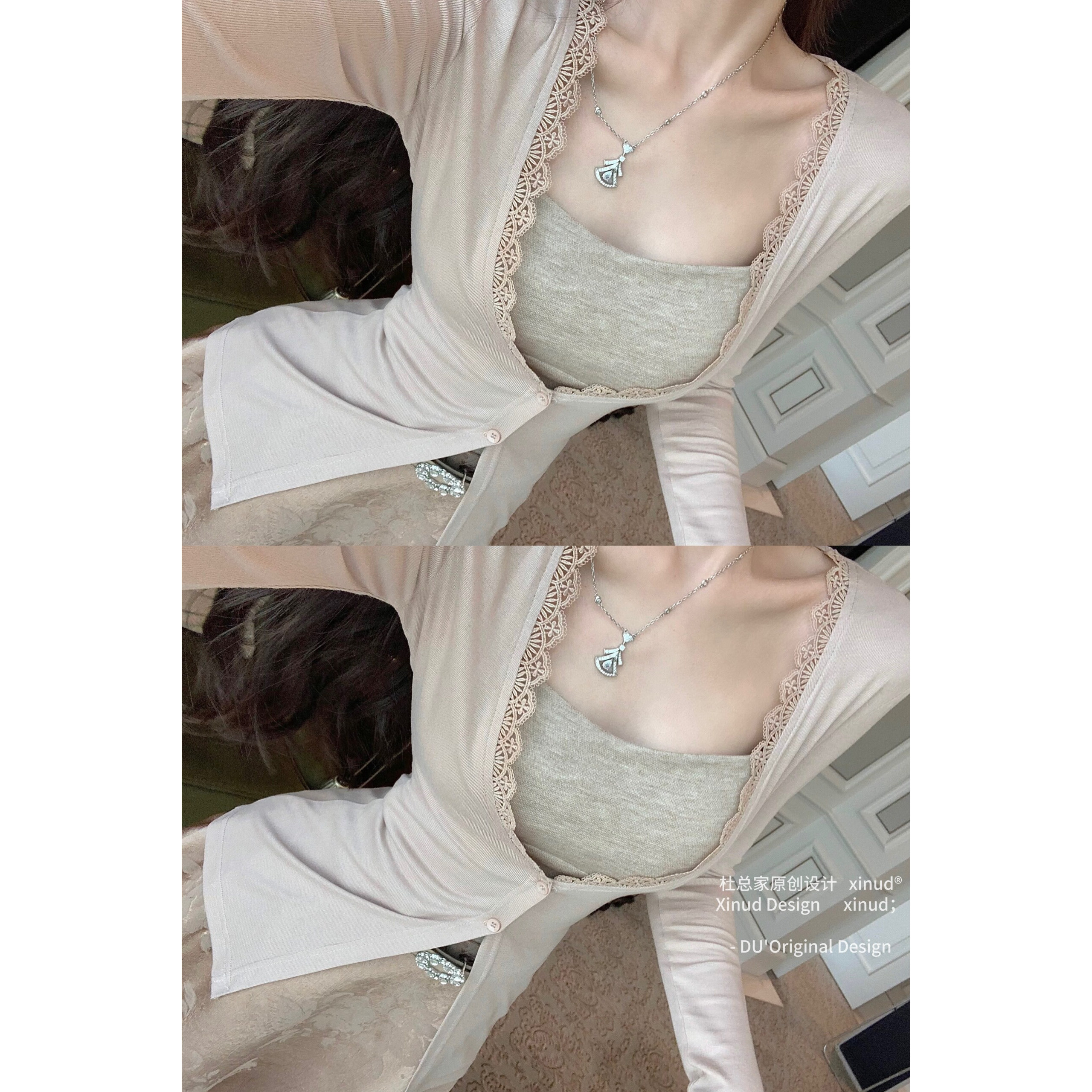 杜总家 大美女蕾丝奶皮衫*原创纯欲舒适修身显瘦修身上衣开衫四季