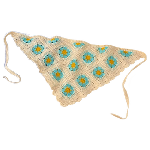 春夏法式小女孩出游拍照针织头巾发箍儿童甜美三角巾女童头纱发带