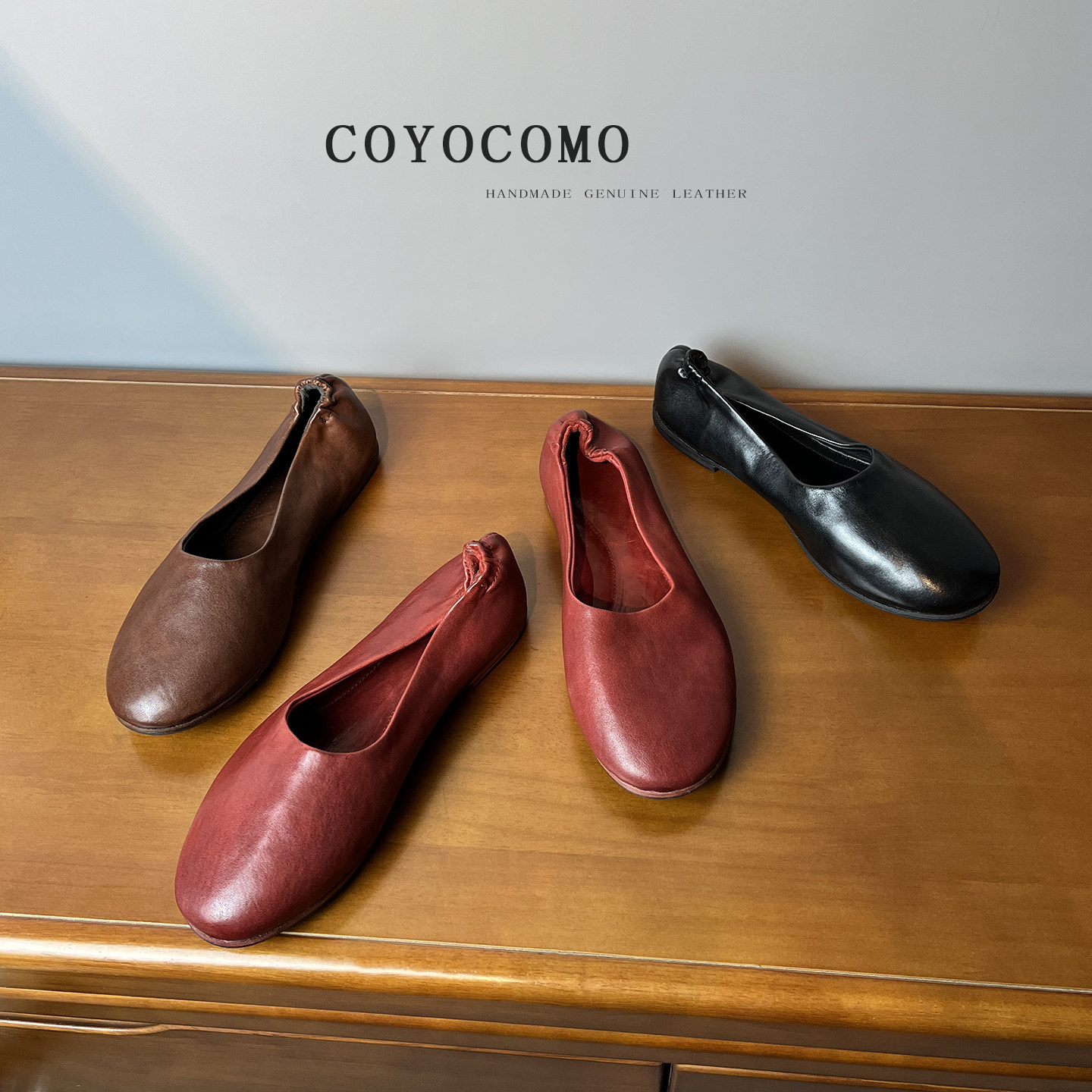 手工~水洗马皮~红色芭蕾舞鞋女2026春新款咖色平底复古单鞋奶奶鞋,女鞋,时尚芭蕾鞋,淘宝优惠券,粉丝福利购,淘宝优惠卷