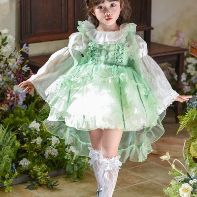 新品女童绿野仙踪洛丽塔公主裙春秋装儿J童花仙子生日礼服网纱蓬