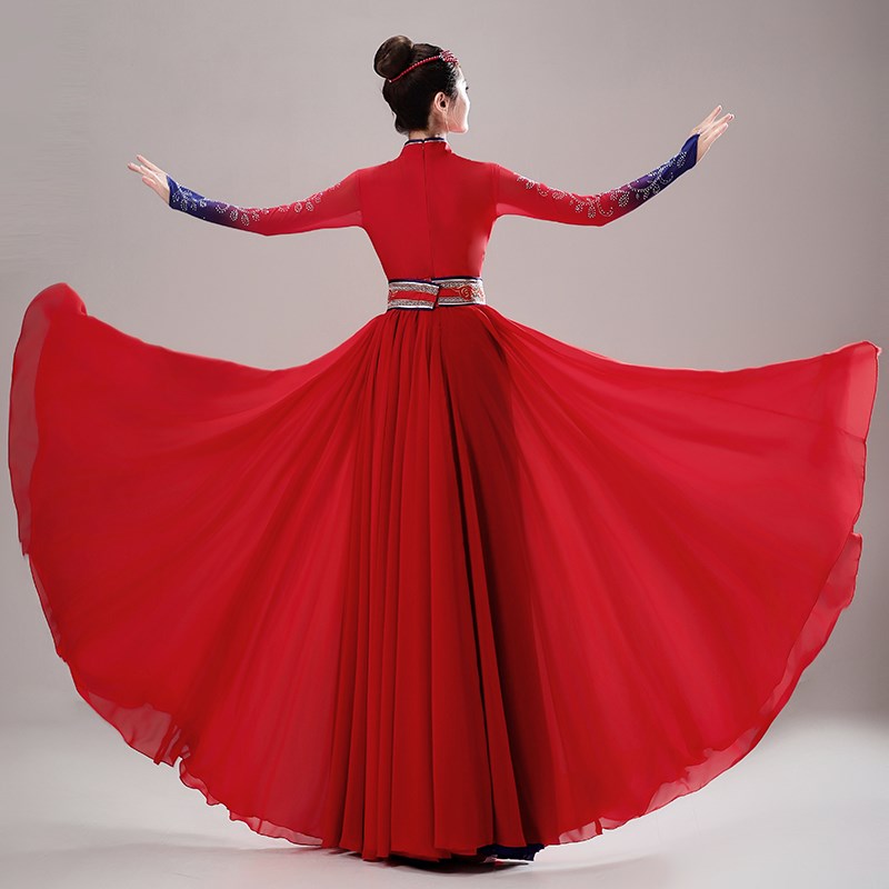 新品蒙古舞蹈演出服女新款民族风艺考草原舞鸿雁舞W蒙古族蒙族舞