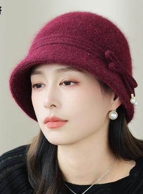 中年妈妈帽子女冬季兔毛保暖毛线帽老年人奶奶老人老太太秋冬冷帽