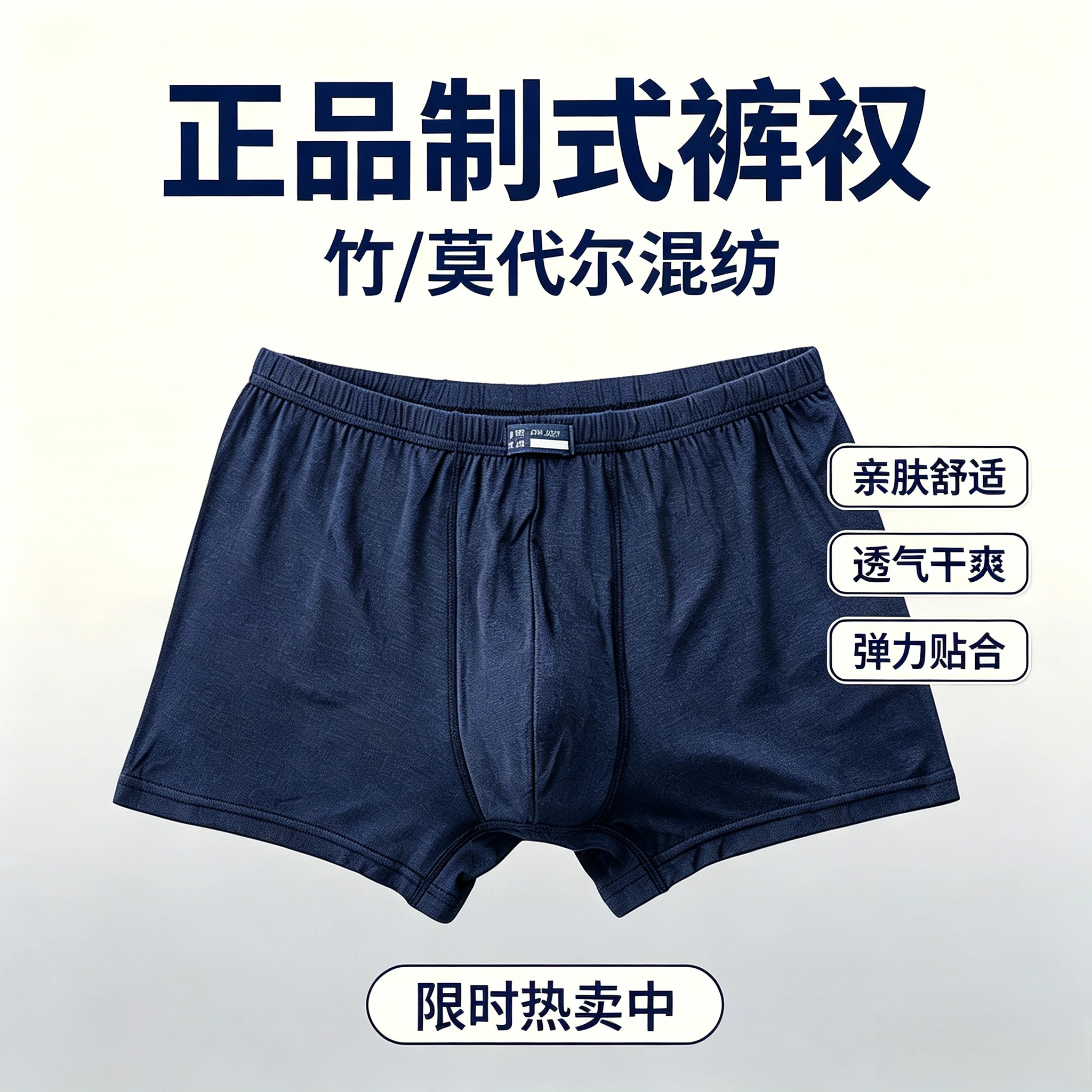 正品武汉军旭制式藏青裤衩竹棉莫代尔氨纶混纺亲肤舒适内裤四角裤