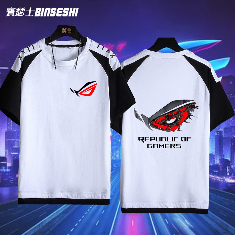 华硕玩家国度败家之眼logo衣服显卡吧男女百搭男女纯棉短袖t恤jl