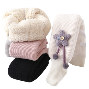 女童加绒加厚连裤袜儿童白色特厚北方零下婴儿打底裤冬季保暖棉裤