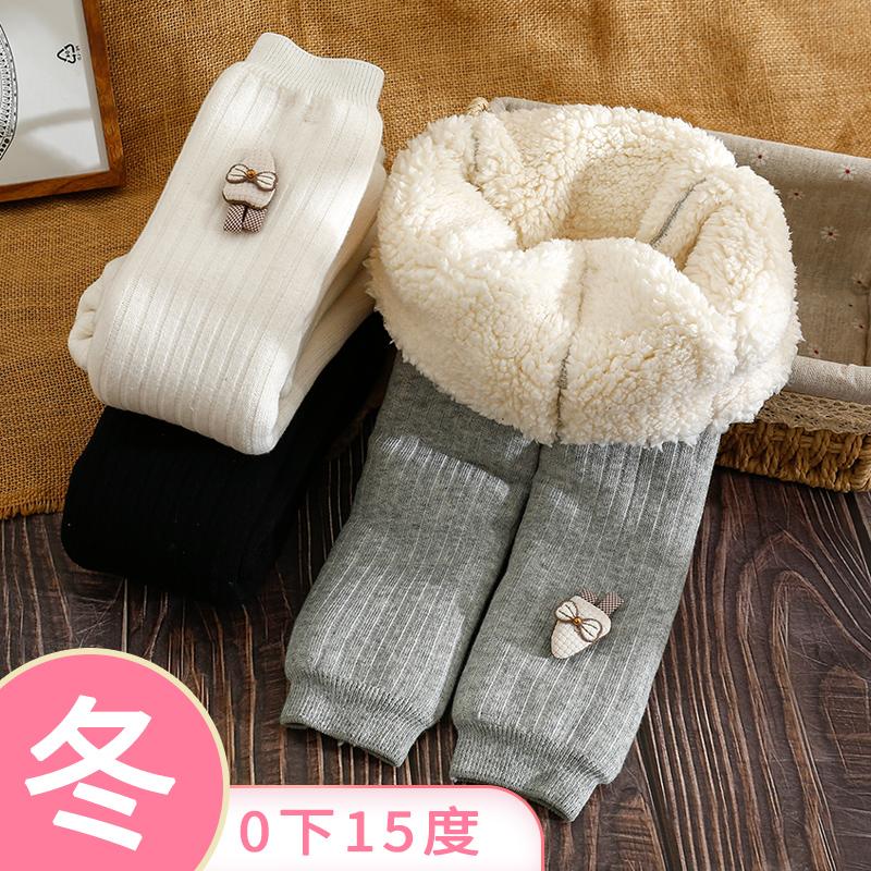 北方女童打底裤秋冬季加绒加厚款保暖裤宝宝九分裤长裤儿童连裤袜
